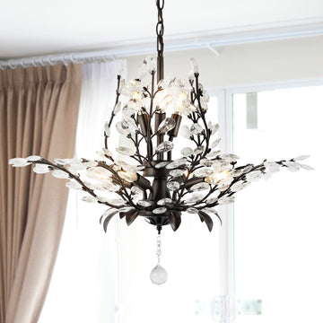 Diantha 28.5" 7-Light Contemporary Bohemian Iron/Acrylic LED Pendant - JONATHAN Y